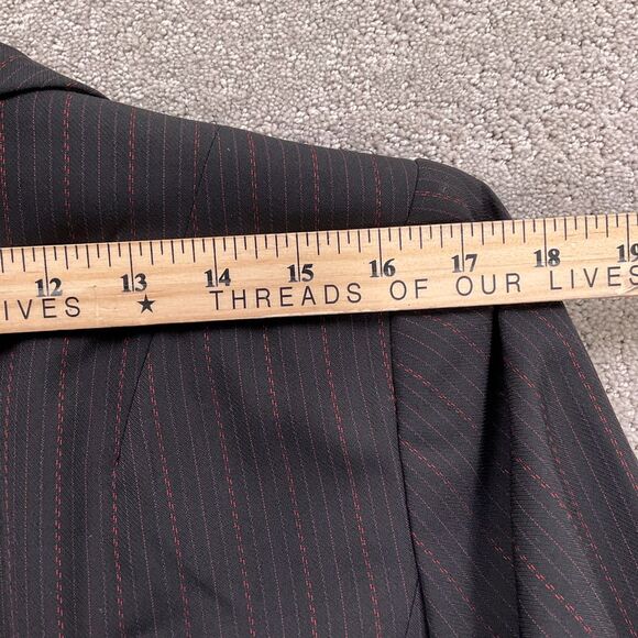 Amanda Smith Jacket Tank Women 14W Black‎ Red Pinstripe 2pc Career Retro VTG - Picture 12 of 15